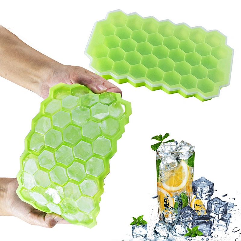 Hot Sale Silicone Honeycomb Ice Mold With Lid home gadget 37 Grids Ice Cube Box Household Ice Maker Trays For Whiskey Candy